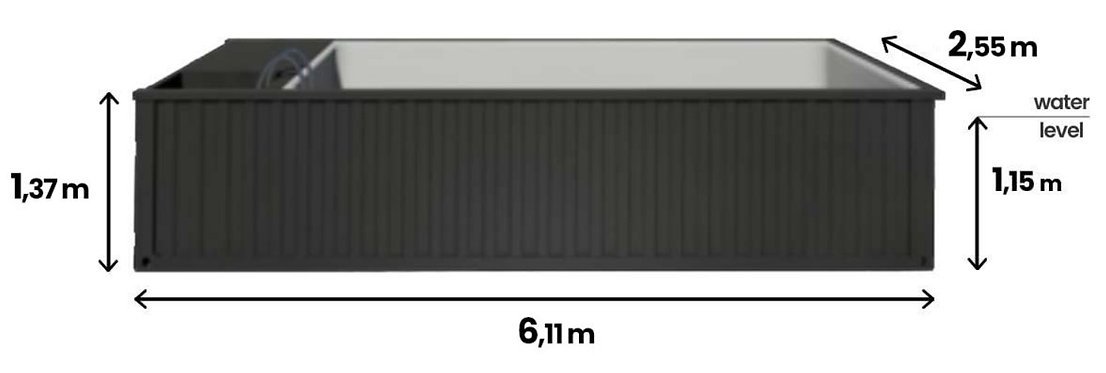 Containerpool 6,11 x 2,5 m, gebrauchsfertig mit Dach, Premium-Paket - Image 7