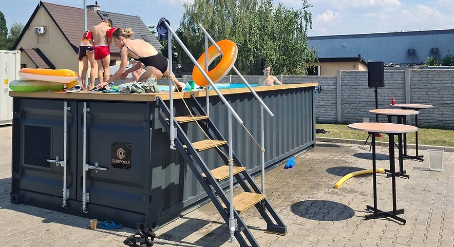Containerschwimmbecken 6,2m x 2,5m gebrauchsfertig, Komfortpaket