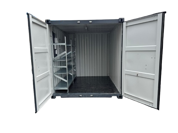 10 Fuß Lagercontainer mit Schwerlastregalen + Strompaket - Image 2