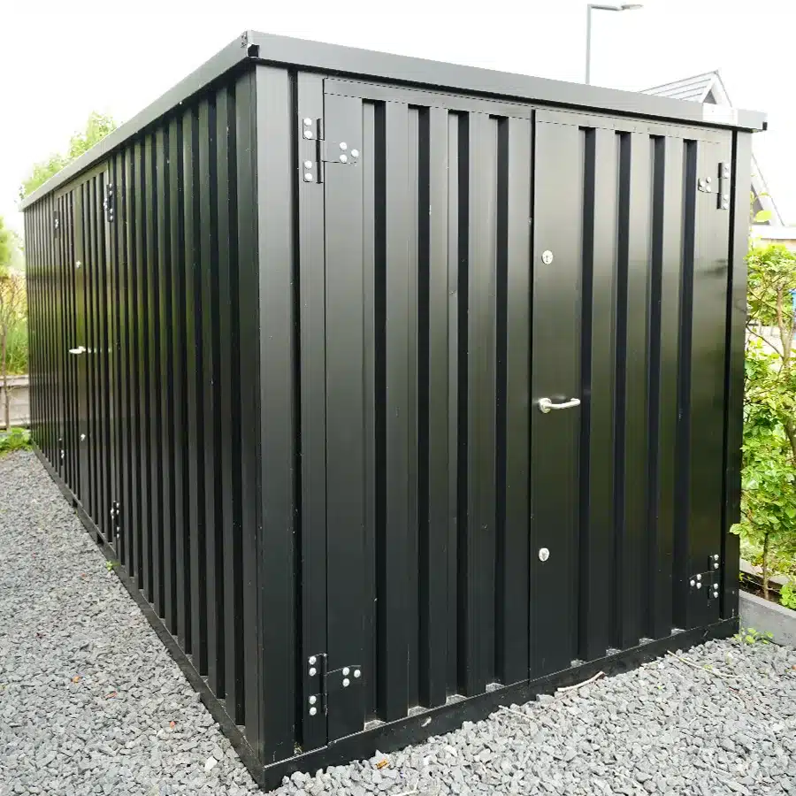 Container Werkstatt 5×2 m – Doppeltür kurze Seite, Schwarz RAL 9005