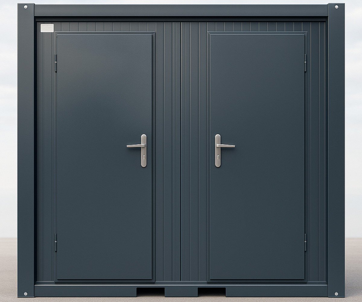 Duschcontainer – Sanitärcontainer als Doppelkabine mit zwei Duschen – RAL 7016 Anthrazit
