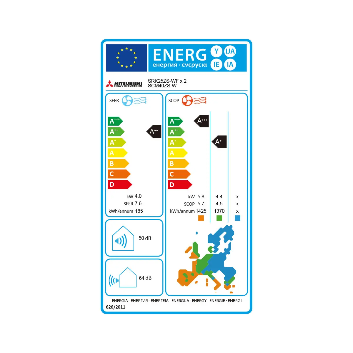 Mitsubishi Heavy Klimaanlage SRK-ZS-WF Wandgerät Multisplit Set mit 2 Innengeräten mehrfarbig - Image 3
