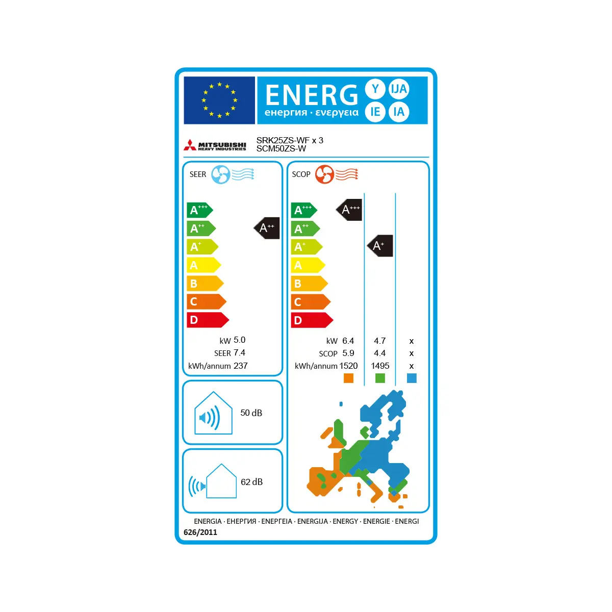 Mitsubishi Heavy Klimaanlage SRK-ZS-WF Wandgerät Multisplit Set mit 3 Innengeräten mehrfarbig - Image 2