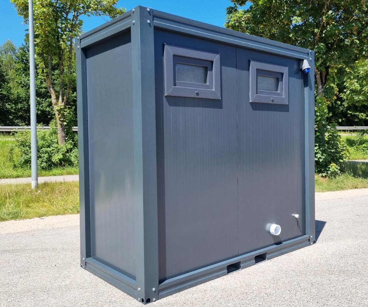 WC Sanitärcontainer mit Doppelkabine – für Mann und Frau – Anthrazit (RAL 7016) - Image 7