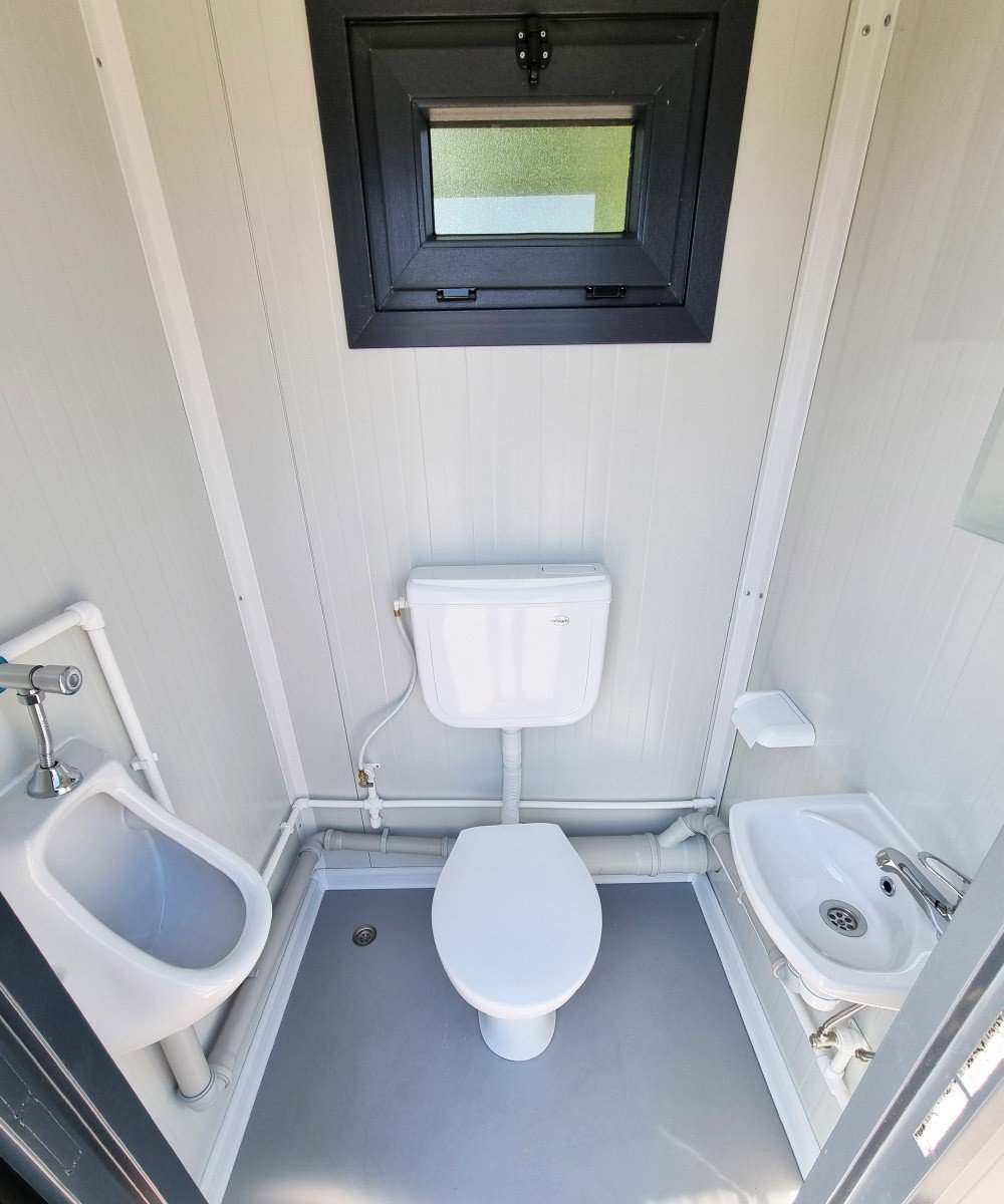 WC Sanitärcontainer mit Doppelkabine – für Mann und Frau – Anthrazit (RAL 7016) - Image 5