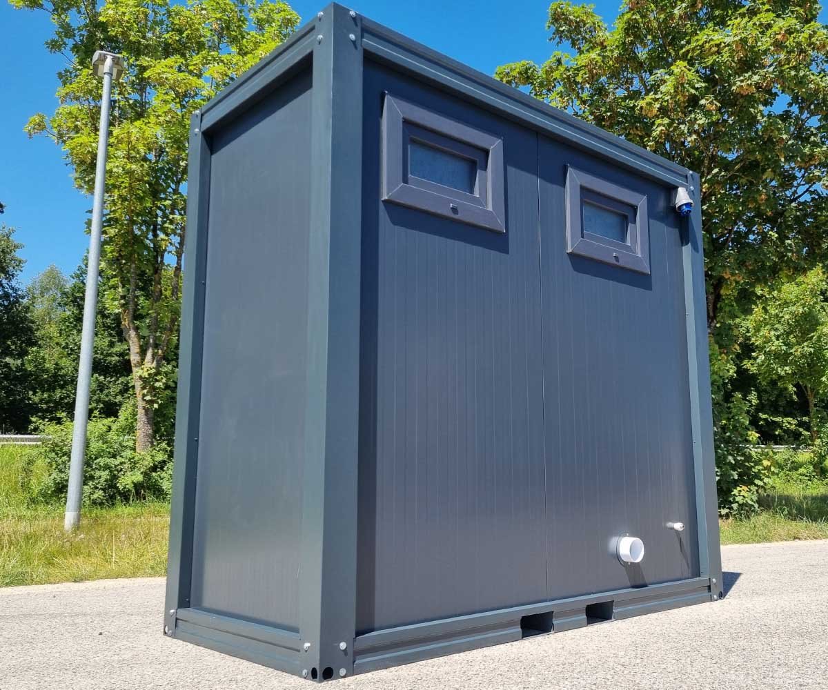 WC Sanitärcontainer mit Doppelkabine – für Mann und Frau – Anthrazit (RAL 7016) - Image 6