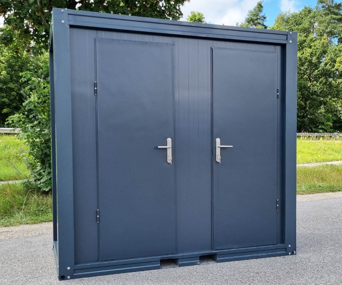 WC Sanitärcontainer mit Doppelkabine – für Mann und Frau – Anthrazit (RAL 7016) - Image 8