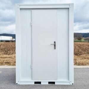 Sanitärcontainer RAL 9002 – Klo, Pissoir, Waschbecken mit Warmwasser